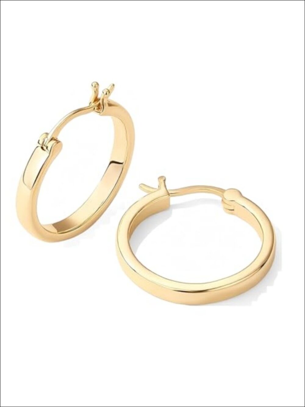 14K Gold Hoop Earrings Lightweight Square Tube Hypoallergenic Everyday